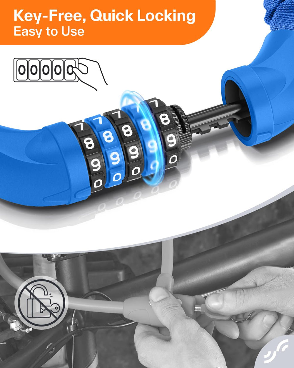 Close-up of Sportneer five-digit dial highlighting easy code entry.