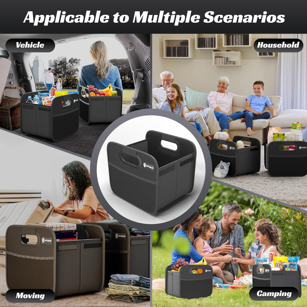 Sposuit 2-pack trunk organizers provide extra storage space for cargo.