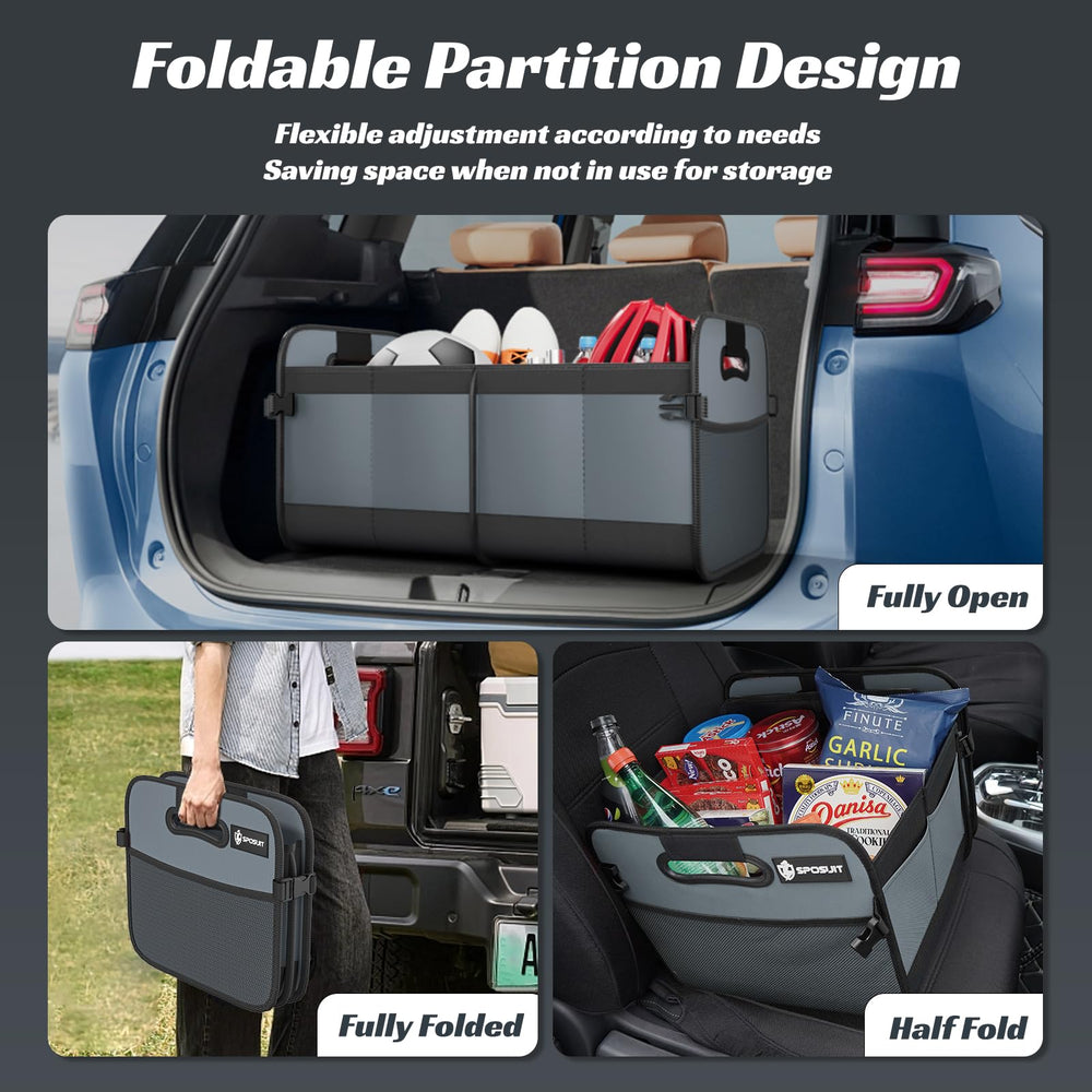 Sposuit trunk organizer featuring 11 pockets for quick access.