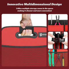 Sposuit trunk organizer folded for front-seat placement and portability
