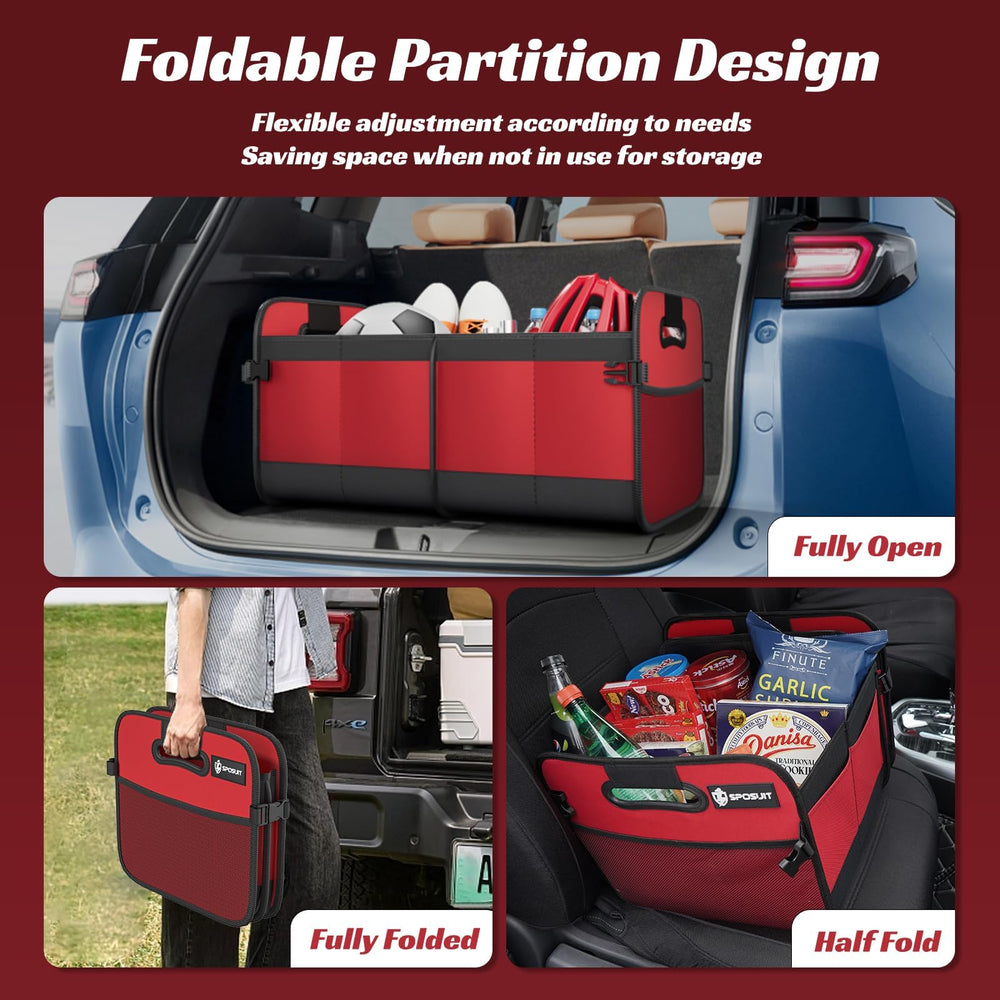Sposuit trunk organizer with large compartments for separated items