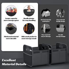 Sposuit trunk organizer secured by Velcro to prevent shifting during drives.