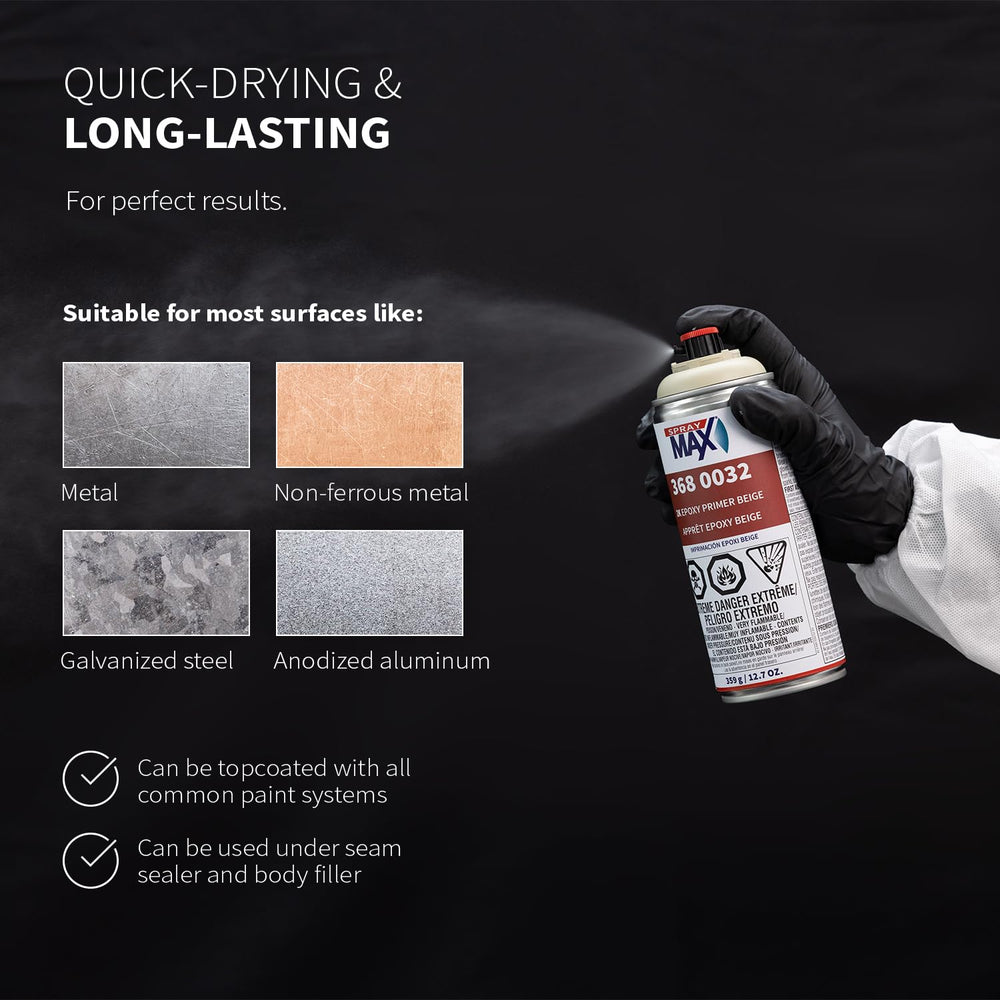 SprayMax 2K Epoxy Primer Beige sandable finish after cure.