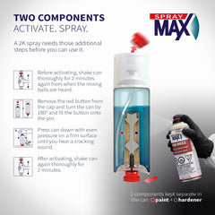 SprayMax 2K Epoxy Primer Beige variable nozzle for precise coverage.