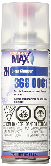 SprayMax 2K Glamour Clearcoat aerosol applying a smooth, high-gloss finish
