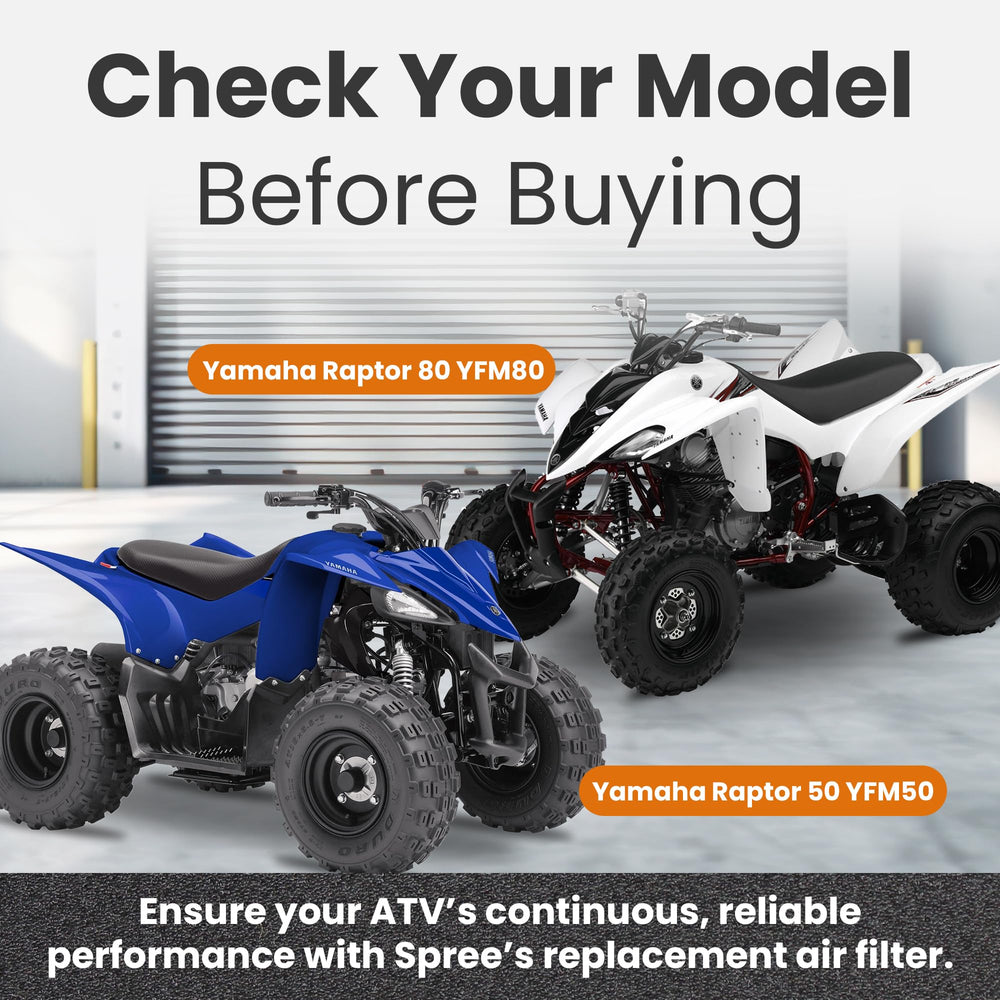 Spree Powersport air filter for YFM50 assembly ensures reliable airflow and easy maintenance.