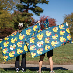Sprints towel outdoorsy setup shows versatile use at beach, gym, or yoga.