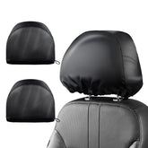 Sprouterie satin black headrest cover, 2pc, protects hair and upholstery from friction.