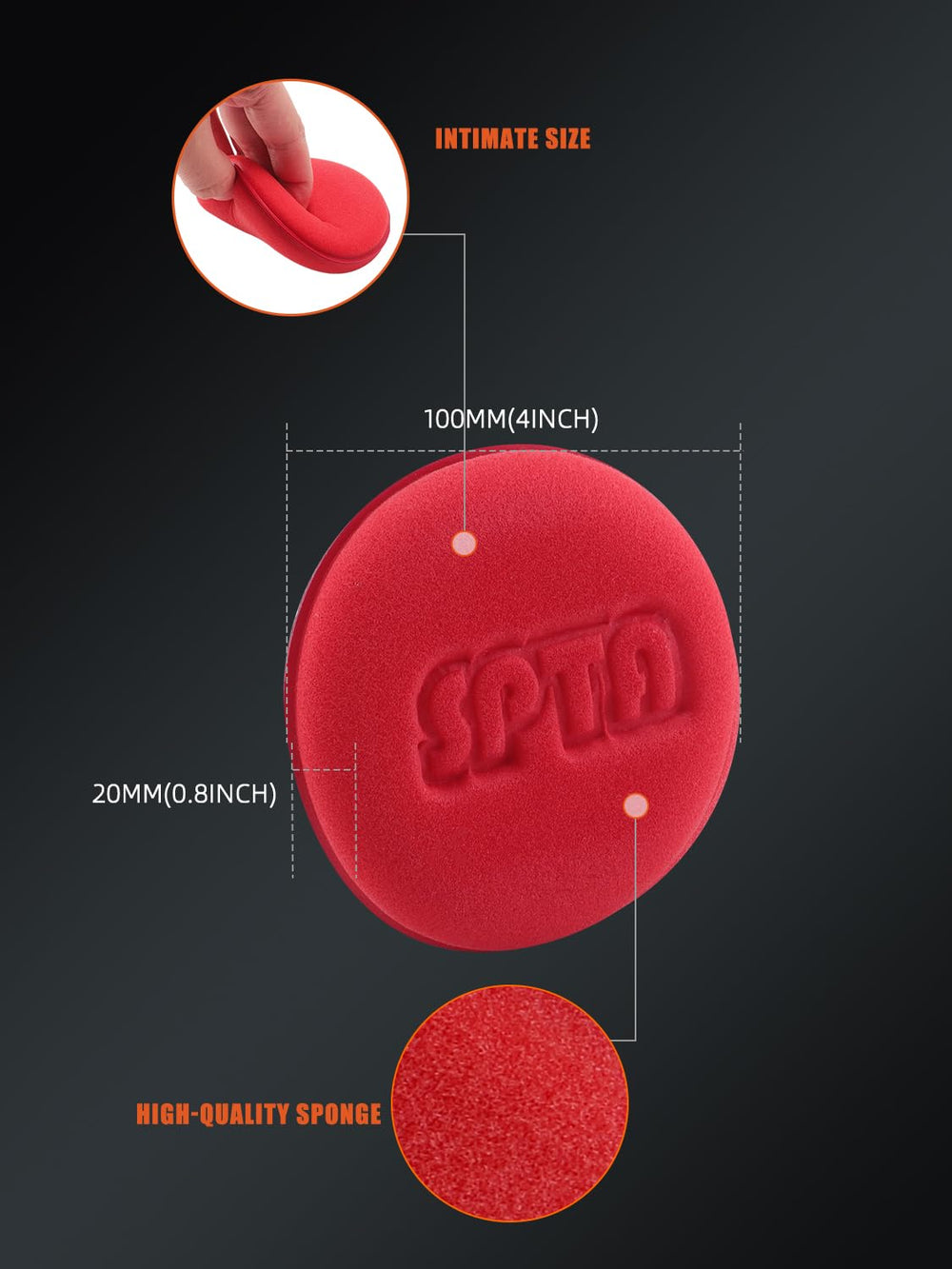 SPTA red wax pad in hand for comfortable detailing grip