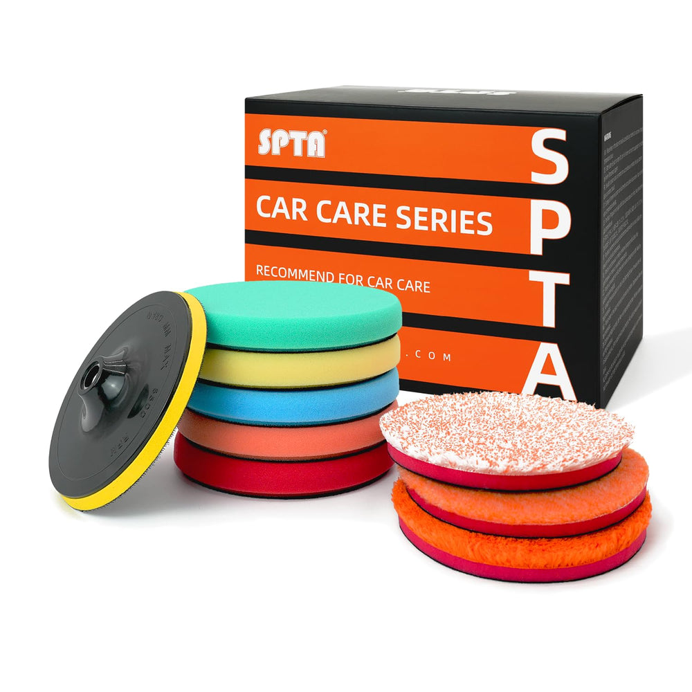 SPTA 9Pcs polishing pads kit with seven-inch pads for smooth, even polish