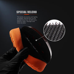 SPTA BP604 hook-and-loop face securely holds pads for quick changes.