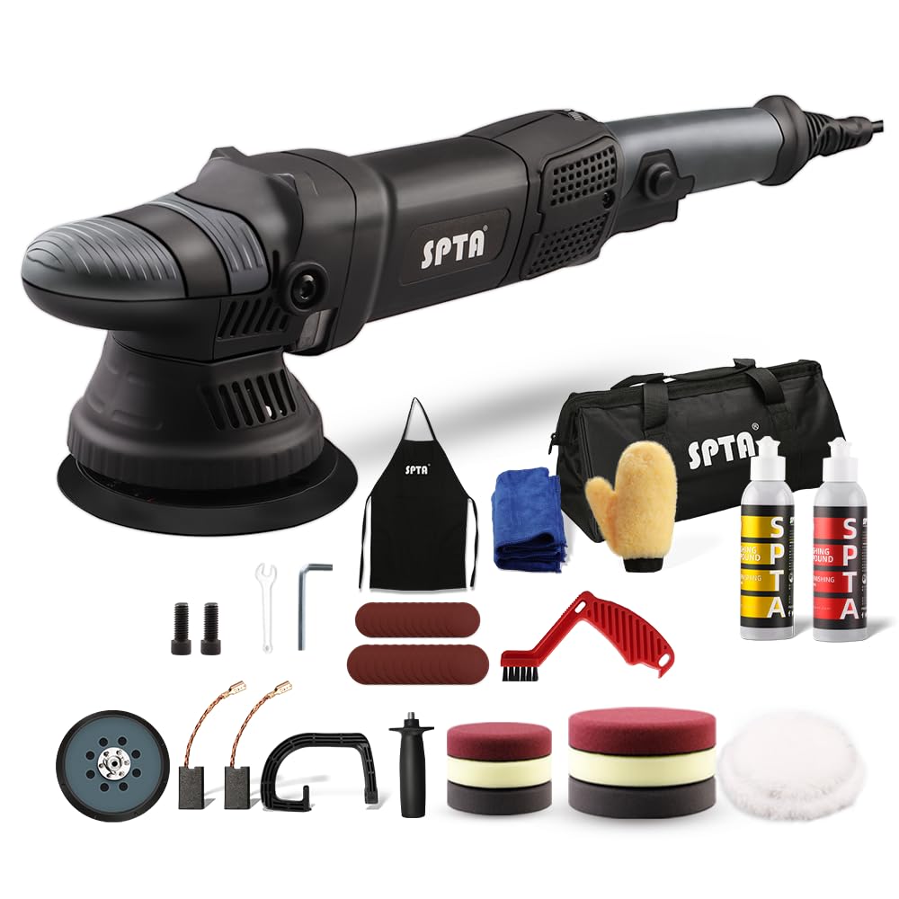 SPTA Buffer Polisher 5-inch dual-action setup for smooth car detailing