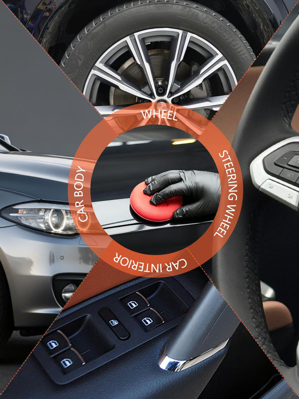 SPTA car detailing tool kit with foam pads for efficiency