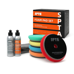 SPTA pad with hook-and-loop backing for easy swapping during polishing.
