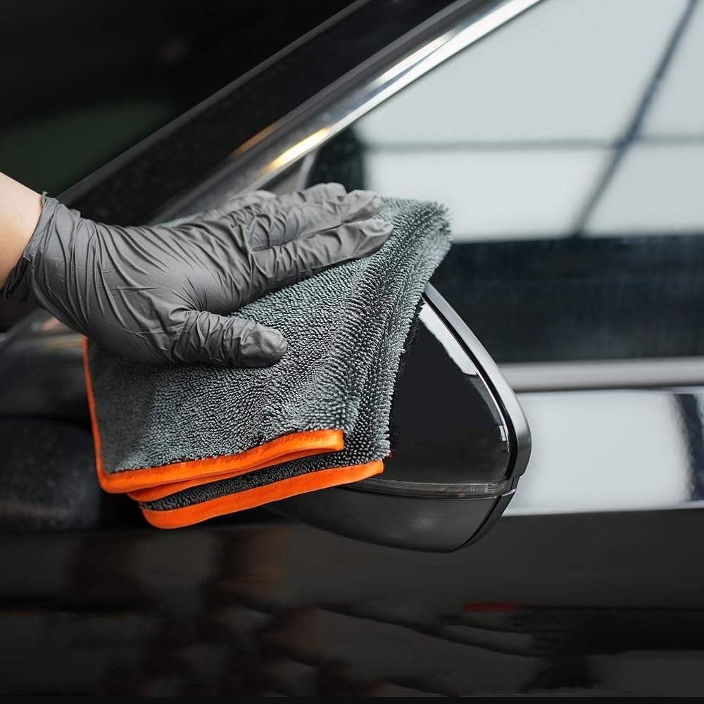 SPTA microfiber car drying towel 16.5x16.5 inch gray compact and versatile.