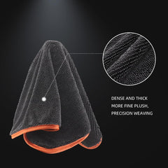 SPTA microfiber car drying towel orange-edge detail—bright edge design enhances visibility.