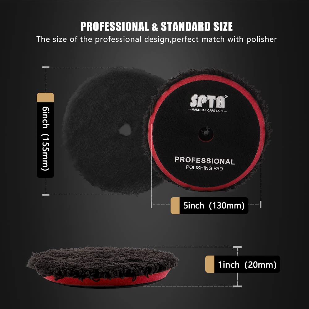 SPTA microfiber polishing pad 5inch finishing disc delivers high gloss and smooth finish