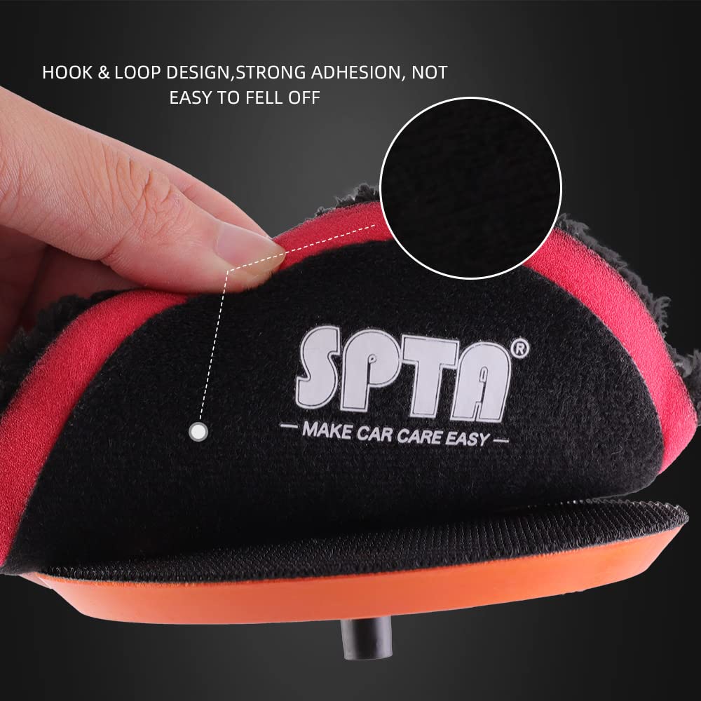SPTA microfiber polishing pad thickened sponge middle provides cushioned, consistent polishing
