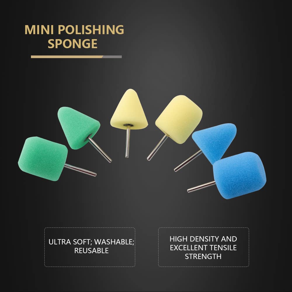 SPTA mini buffing pads cone-medium yellow for medium-cut detailing on curved surfaces