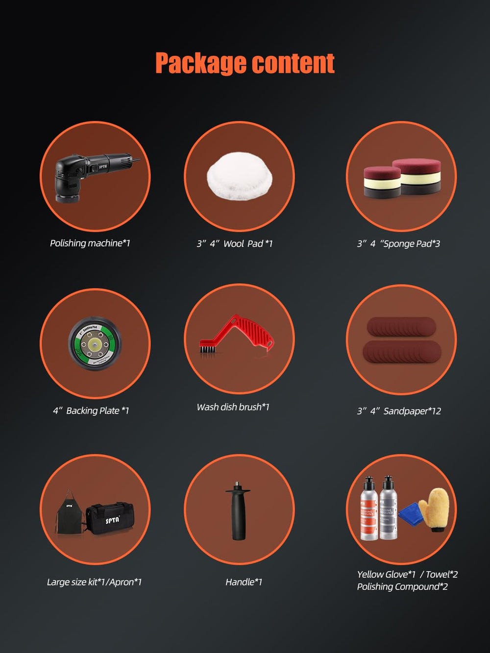 SPTA polisher 6 speed dial enables precise finishing on various surfaces.