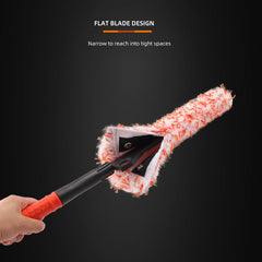 Non-slip long handle aids grip during wheel cleaning