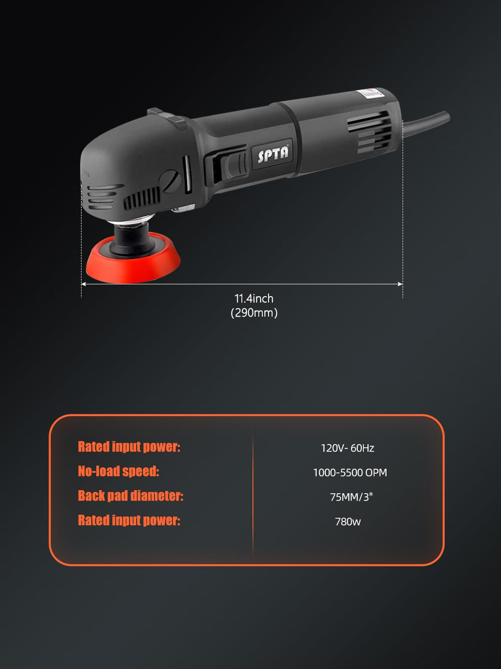 SPTA polisher speed control dial offers versatile adjustments for every task.