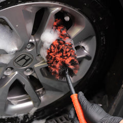 SPTA Rim Cleaner Brush chemical-resistant design works with spray cleaners.