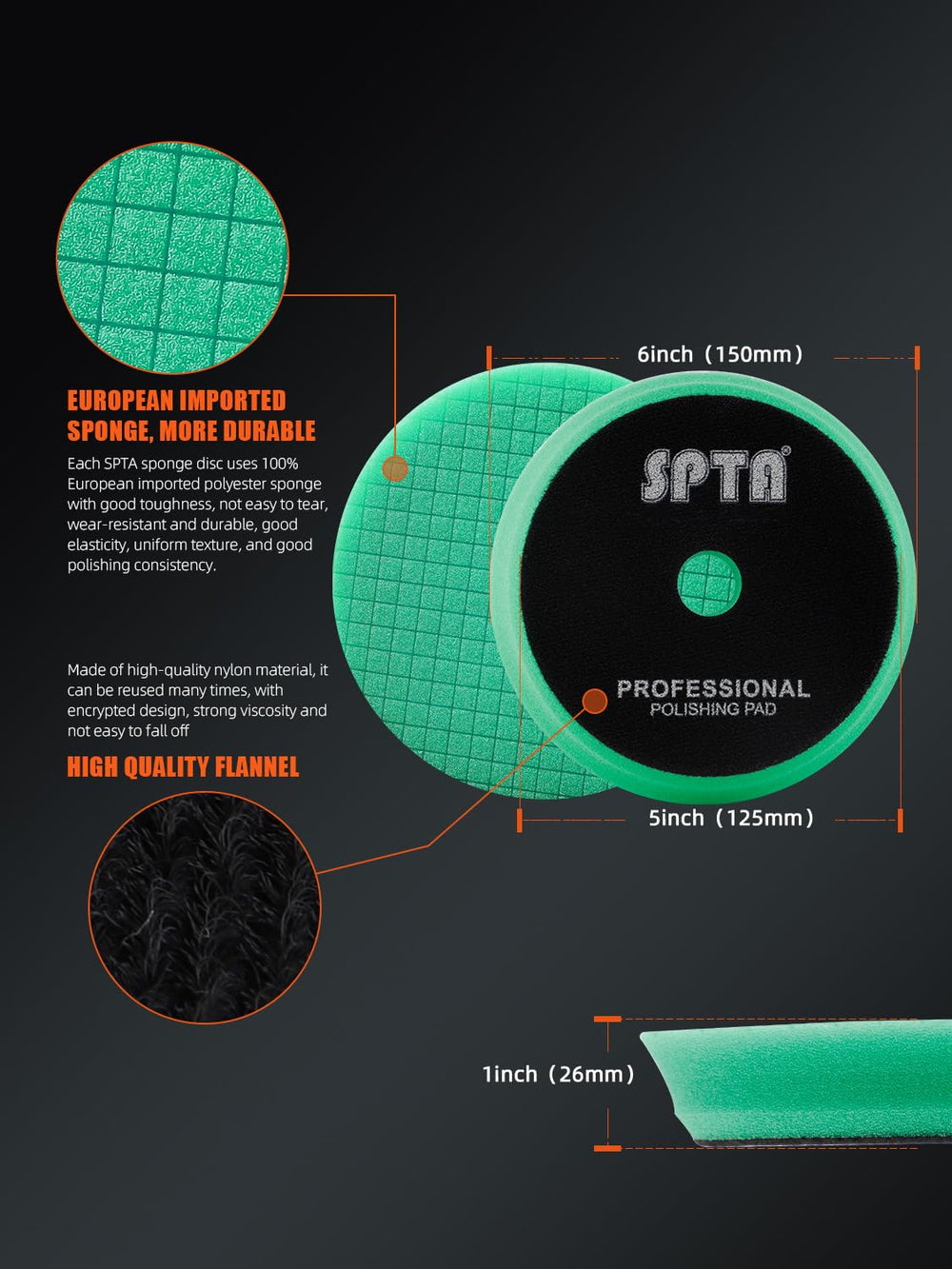 SPTA T80 high-cut foam pad removes heavy imperfections with minimal haze.