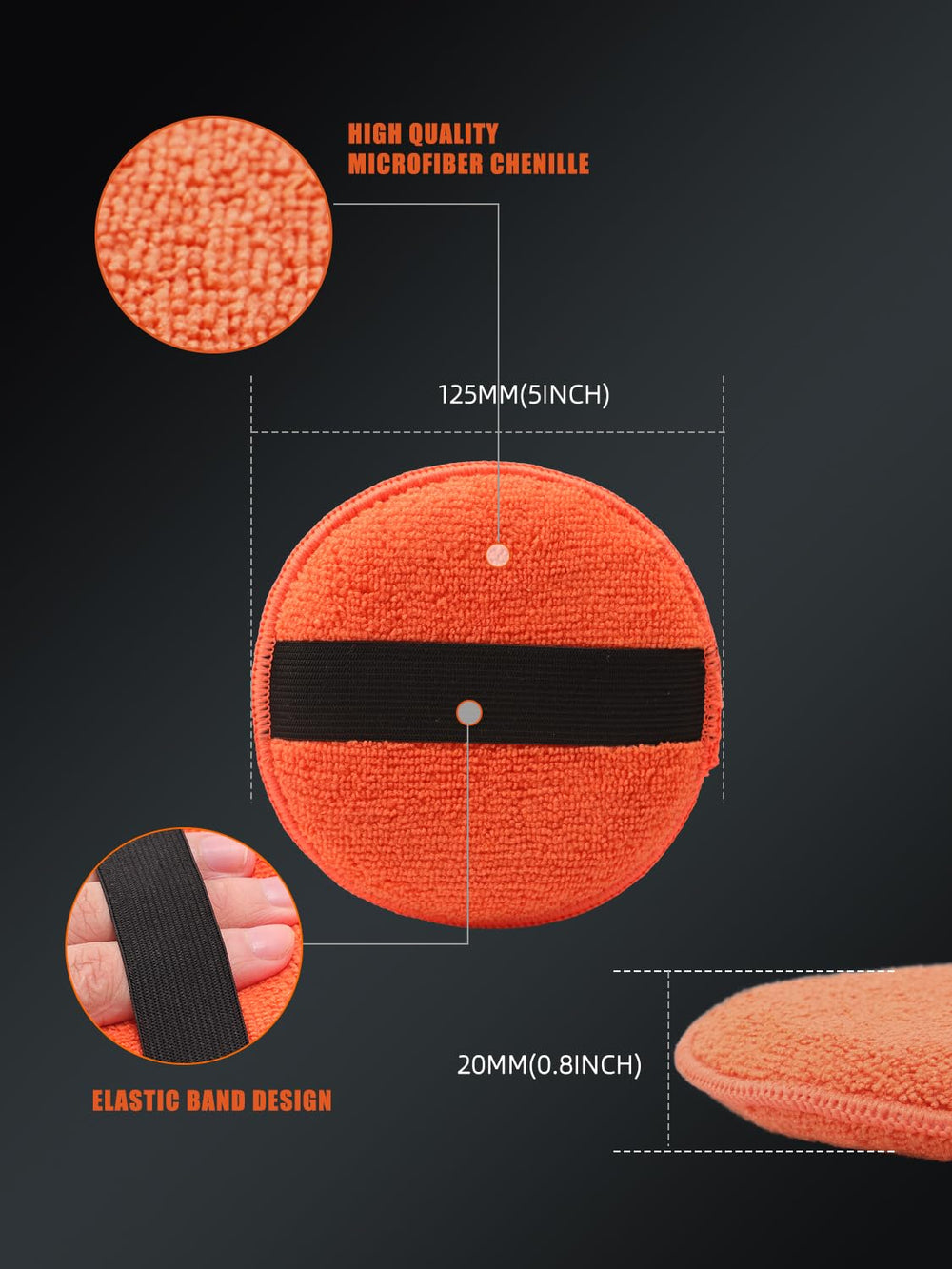 SPTA wax applicator pad with elastic band grip for better control.