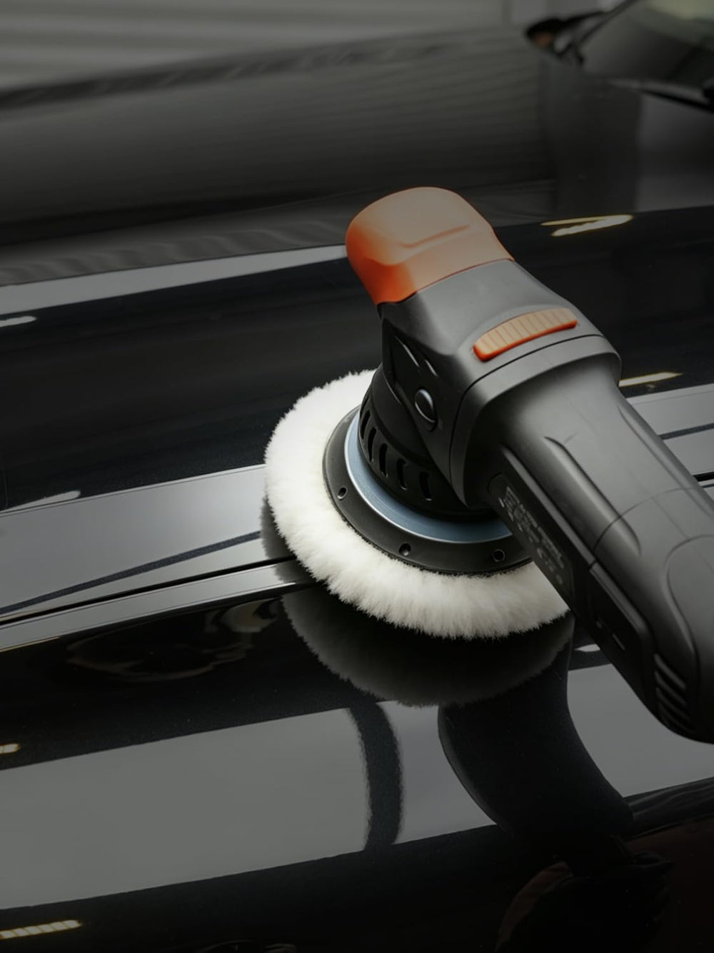 SPTA wool buffing pad orange peel smoothing reveals flatter, glassy panels
