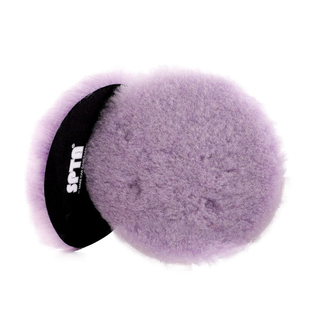 SPTA 6-inch purple wool cutting pad for heavy-cut car polishing, speeds scratch removal