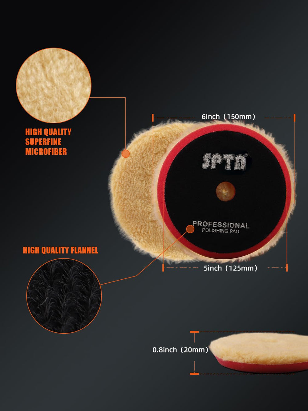 SPTA wool polishing pad on car polisher in use