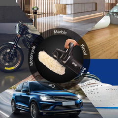 SPTA wool pad on car paint showing a smooth, refined finish possibility.