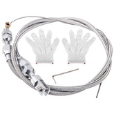 Spurtar 36in braided throttle cable with aluminum fittings shown close-up