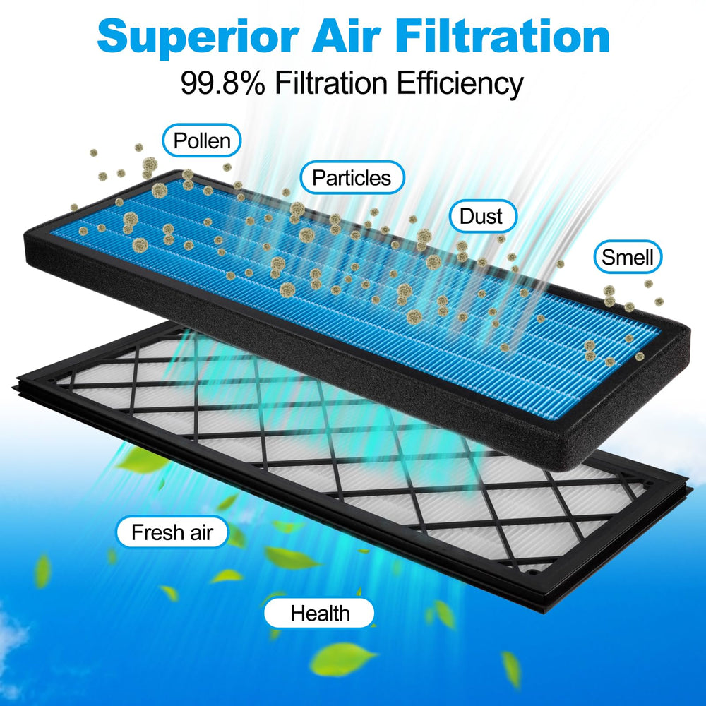 Spurtar HEPA filter front view demonstrates fit for Model Y cabin.