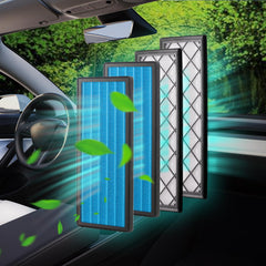 In-car filtration action with Spurtar filter reducing odors and particles.