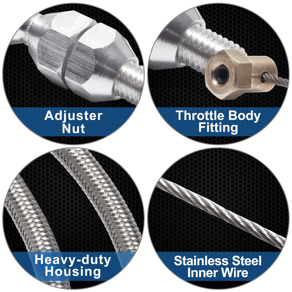 Spurtar stainless steel braided housing on throttle cable