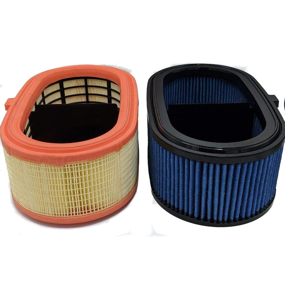 SR1 Attack Blue C8 air filter side view showing compact, drop-in fit.