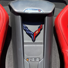 SR1 Performance C8 emblem waterfall bay adds a bold interior accent for the charging bay.