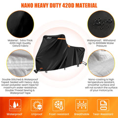 SRIMMIT motorcycle cover windproof buckles keep bike secure in storms