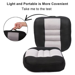 Srutirbo booster cushion close-up reveals thick, supportive padding for long sits.