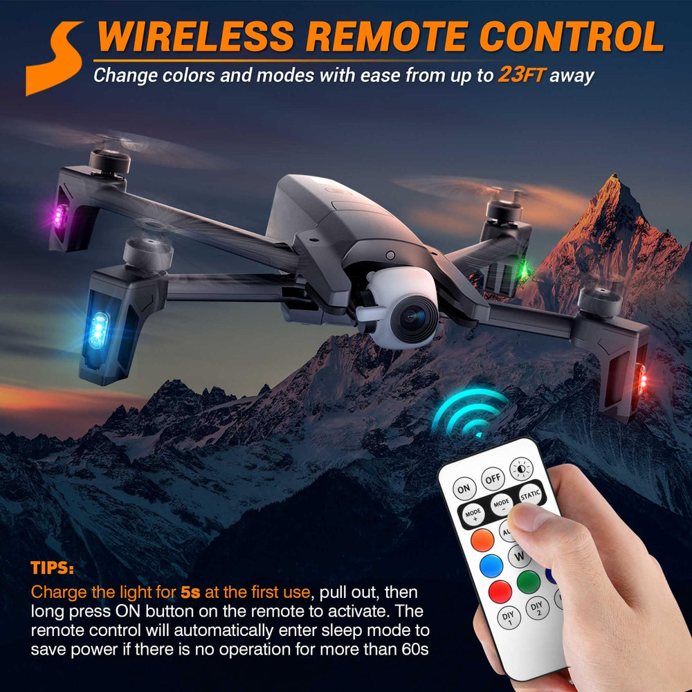SS VISION strobe modes and DIY colors customize vehicle or drone setups.