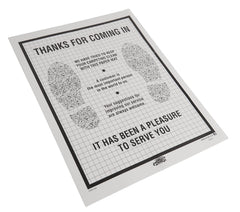 SSWBasics mats feature appreciative phrases for a professional customer experience.