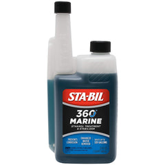 STA-BIL Marine Fuel System Treatment bottle ready for the boat engine