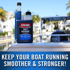 STA-BIL Marine Fuel System Treatment label showing in-season protection