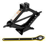 Stacool 1.5t scissor jack under car ready for a quick tire change
