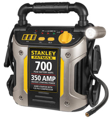Stanley FatMax J7CS front view shows compact jump starter for emergencies