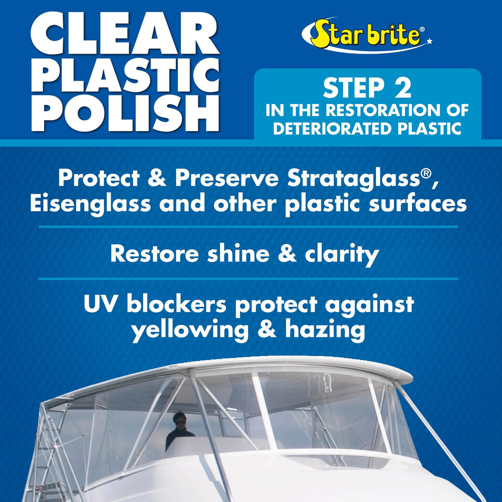 STAR BRITE Clear Plastic Polish Step 2 before after shows clarity improvement