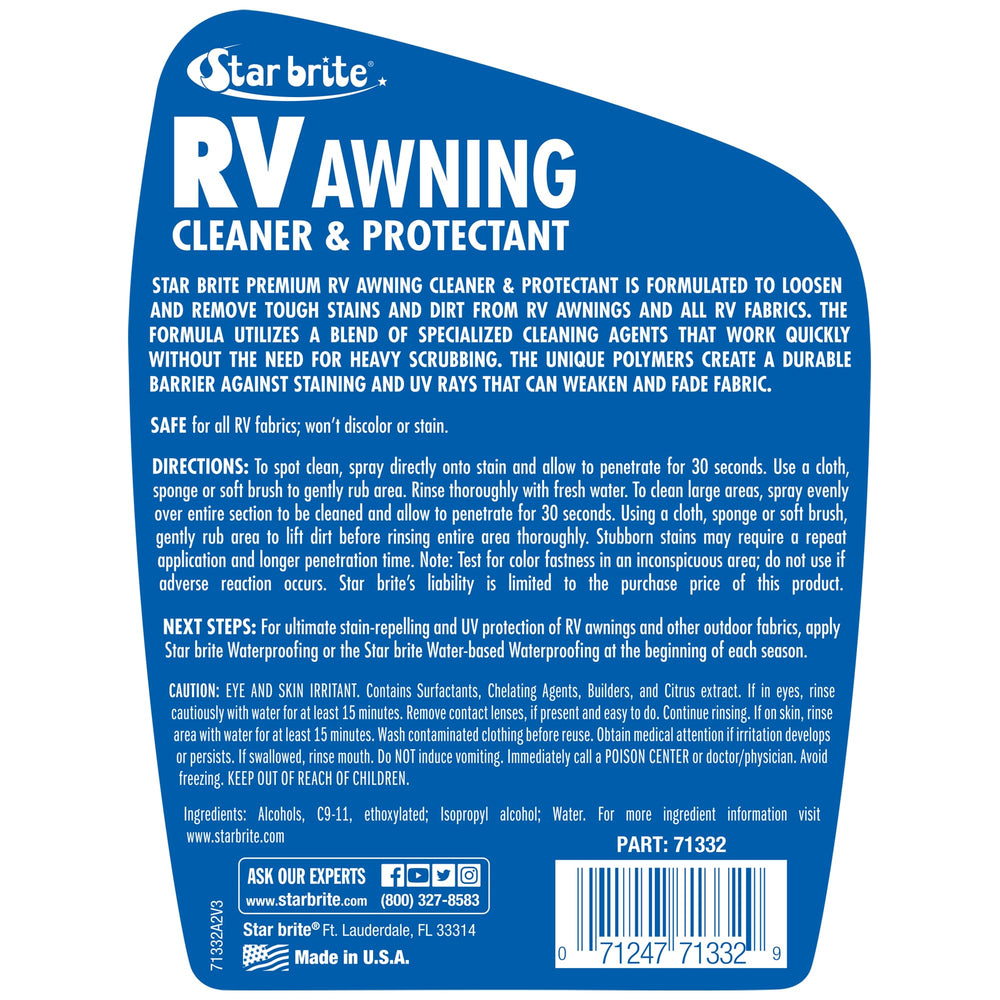 Star brite stain removal on fabric and vinyl demonstrates cleaning power.