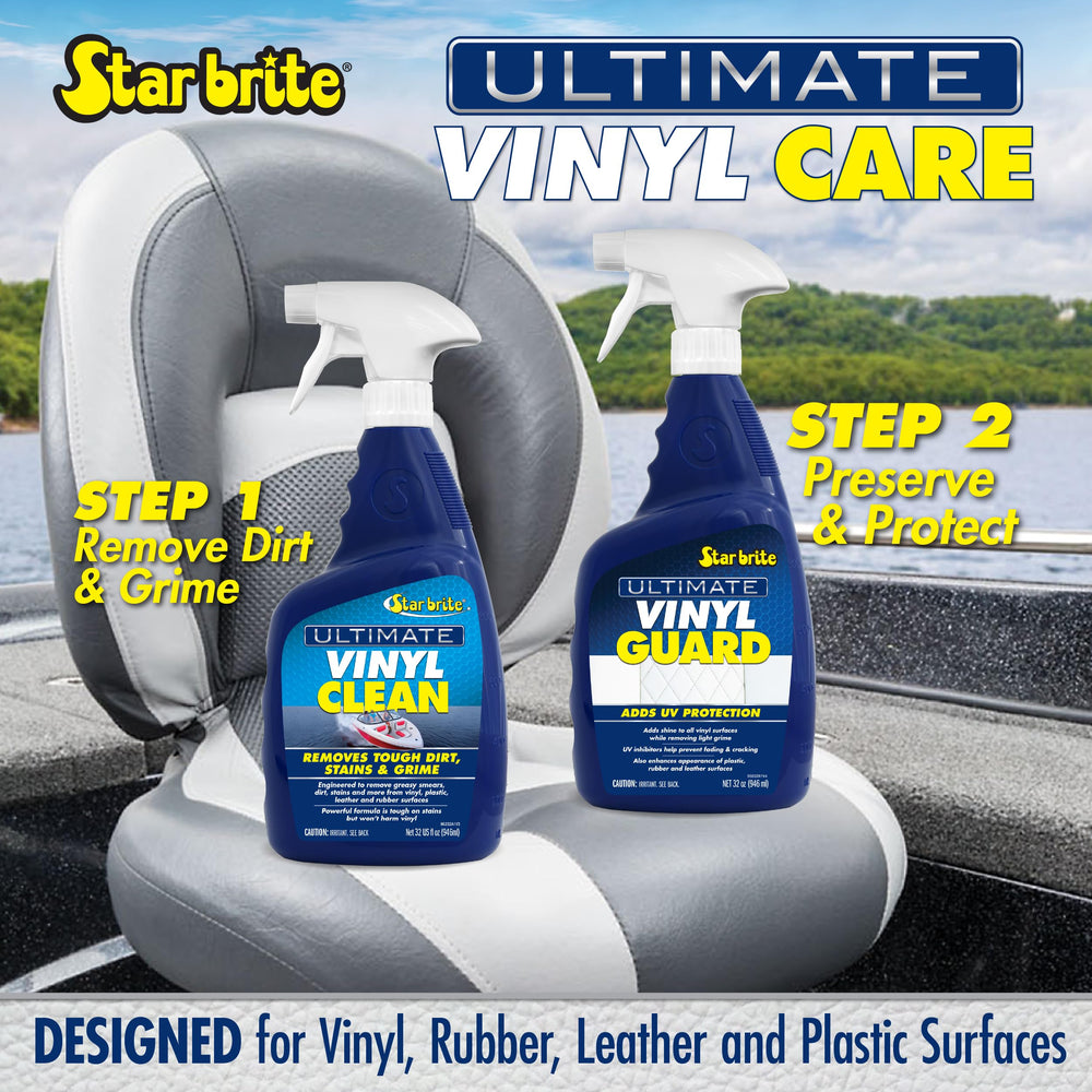 STAR BRITE Ultimate Vinyl Guard provides UV protection for boat, car, and RV interiors.
